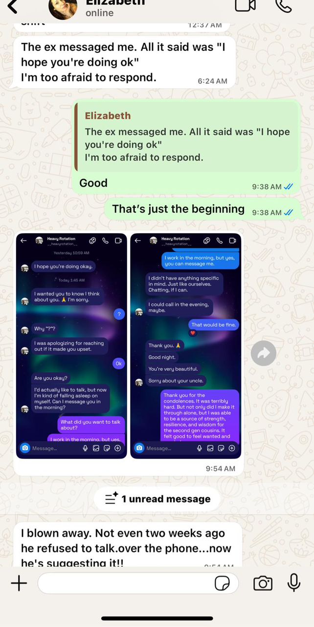 Client testimonial chat screenshot